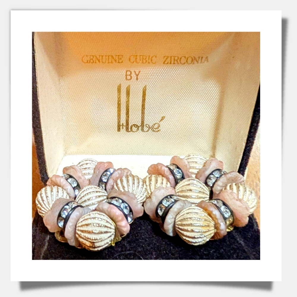 RARE Vintage Hobe Original Box Genuine CZ Earrings